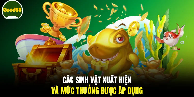 Các sinh vật xuất hiện và mức thưởng được áp dụng